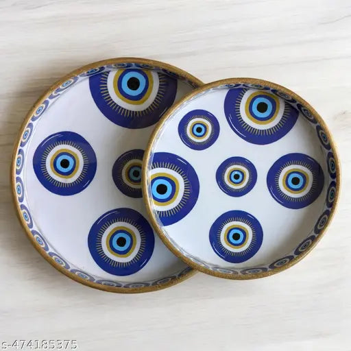 Madraks Evil Eye Round MDF Decorative Tray Set