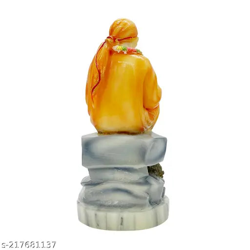 Chaque Decor Sai Baba Handpainted Idol For Success & Gifts/Pooja Room/Home Decoration(3x3x6) (Orange)
