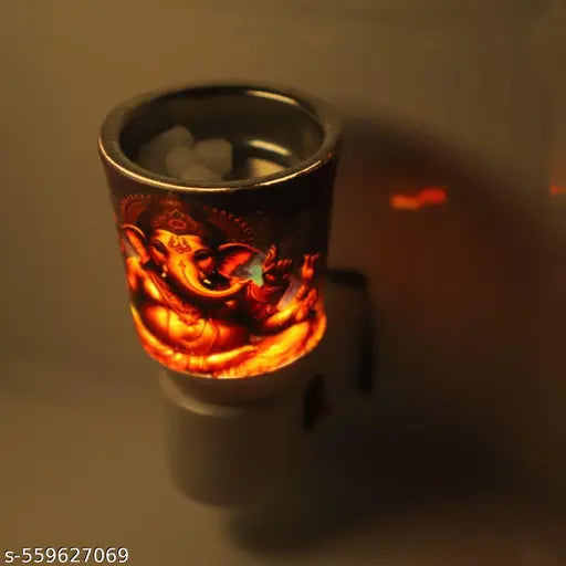 Electric Plug-in Aroma Oil Diffuser with House Design Decorative Wall Warmers Night Lamp with Lemon Fragrance Oil Burner for Home & Office Ceramic Glass Design