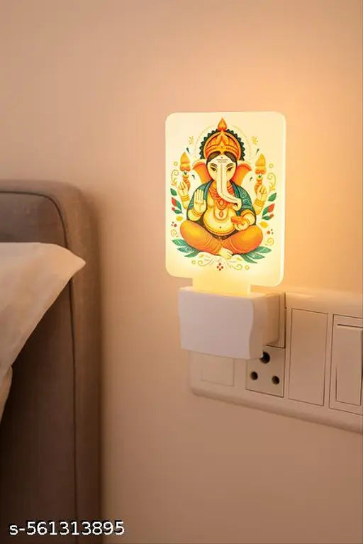 Somil Lord Ganesha Ashirwad LED Night Lamp | Plug-in Acrylic Color Changing Night Light for Bedroom, Mandir & Home Décor