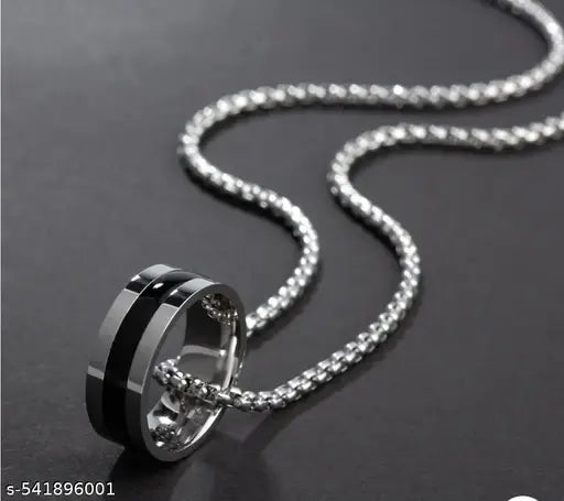 Black Magics Neck Chain for Men  & Boys Locket Necklace  Stainless Steel Pendant Set