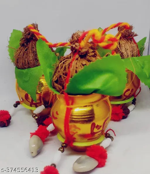 Bachapan  pack of 2 pcs Mangal Kalash Golden/Mangal Ghat/Mangol Ghat for Hanging