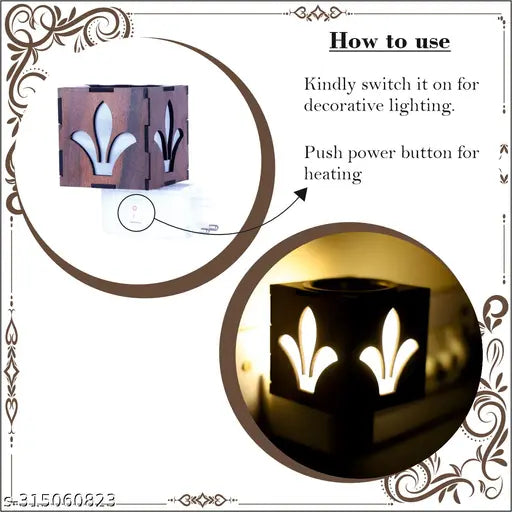 Gojeeva Kapoor Dani Electrical Camphor Diffuser Wooden with On/Off Switch to Toggle Between Diffuser/Kapoor Dani and Night Lamp_D34