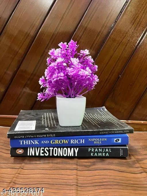Set of 8 Artificial Plant For Home Decor or Office Décor Also Plant Suitable For Table , Flower & Plant Specially Decor For Bed Room Decorationet Bonsai Wild Artificial Plant with Pot
