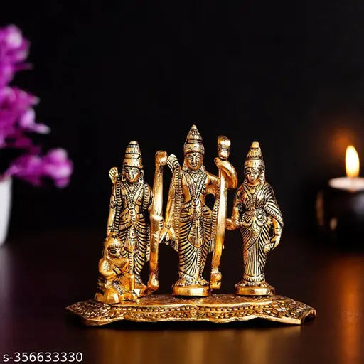 A&S Ventures Metal Lord Ram Darbar Idol Metal Ram Sita Laxman Hanuman Murti (Idol) Puja Diwali Decoration Items for Home Temple, Diwali Puja