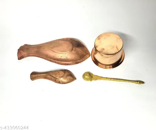 Combo of Kosa Kusi & Traditional Indian Pancha Patra Udharini with Achmani Tableware - Pooja Accessory Set