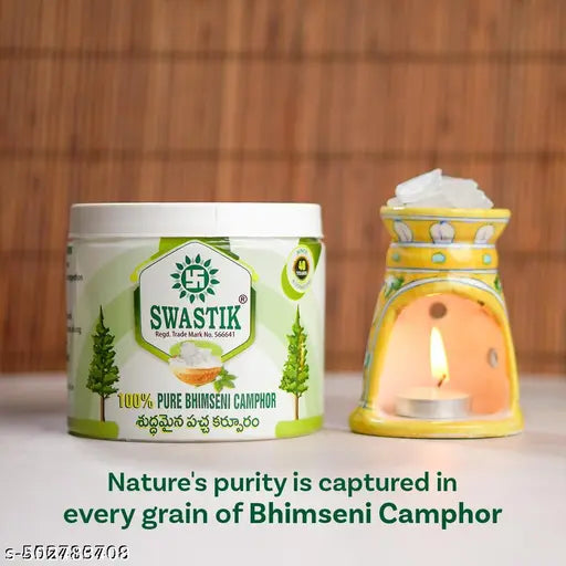 Swastik Bhimseni Camphor - 250g Jar | 100% Pure Kapoor for Home & Temple