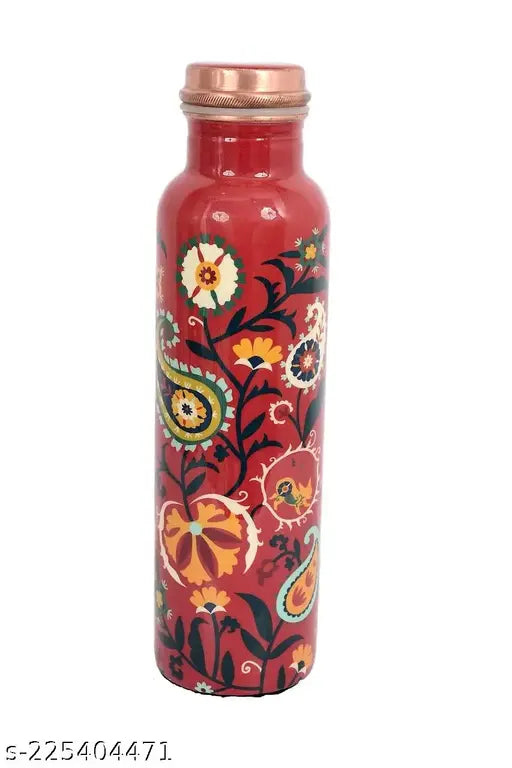 Premium Designer Pure Copper Water Bottle, 950 ml | 100% Leak Proof | office bottle | gym bottle | yoga bottle | home | kitchen | hiking | trekking bottle | Travel Bottle (Multicolour) PBS-CP-86