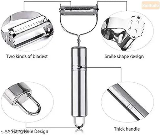 Multipurpose Stainless Steel 3-in-1 Peeler & Cutter | Sharp Veggie Slicer Knife
