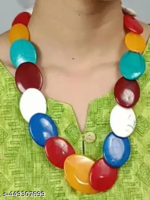 Chemical beads/ round (hammered design beads multicolour beads necklace.