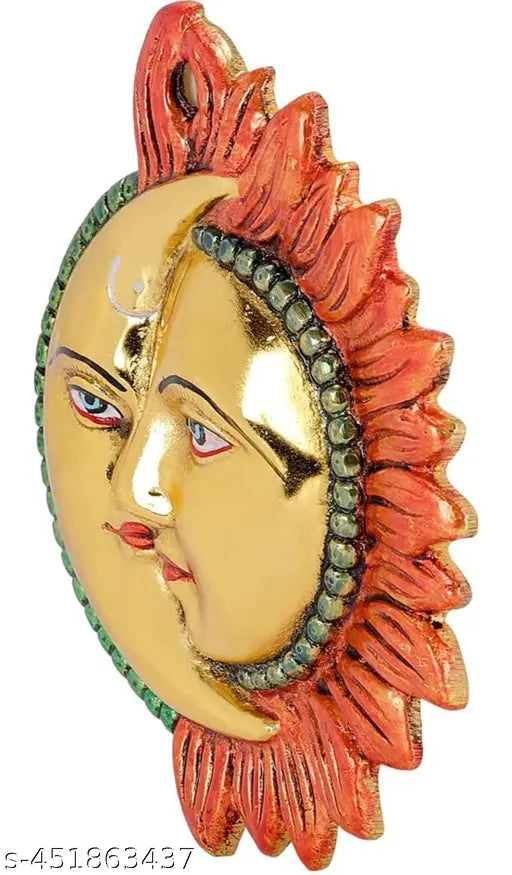 Sun & Moon Wall Hanging Multicolour Decorative Showpiece for Vastu Remedies, Success, Health & Prosperity in Home, Office Hanging Art Piece of Combine Sun and Moon to Energise You with The Most Powerful Energies on The Earth. Prepared from fine Quality of