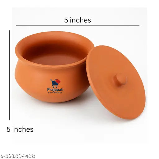 Clay Dahi Handi 500ml | Handmade Mitti Dahi Handi Pot with Lid | Perfect Clay Dahi Pot for Kitchen