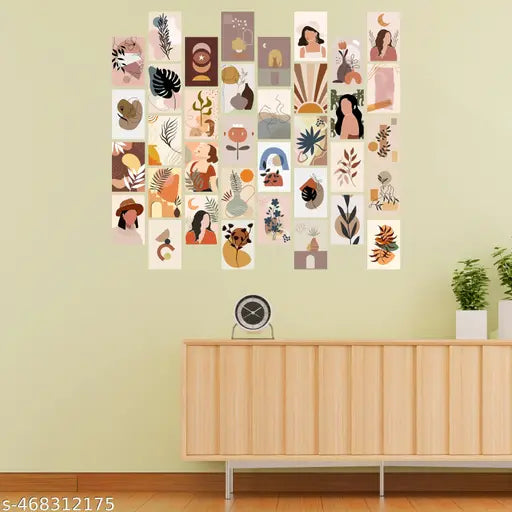 Sunitchen 36 Pcs 4x6 Inch Aesthetic Boho Wall Collage Kit with Double-Sided Tape - Perfect for Home Decor