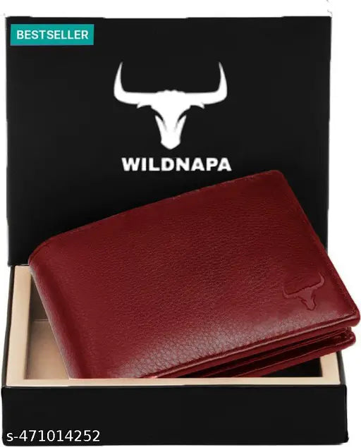WILD NAPA RFID Protected Red Genuine High Quality Leather Wallets for Men | Pure Leather Purse | Men Leather Wallet