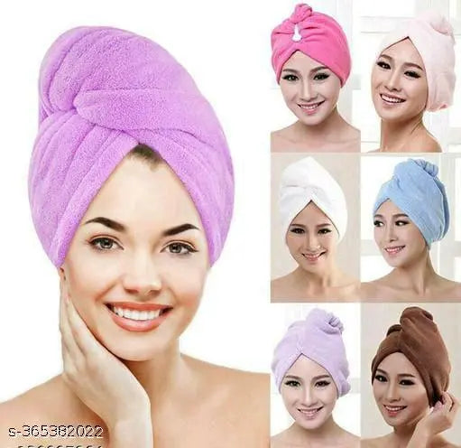 ( PACK OF  1 ) Hair Towel Wrap Turban Microfiber, Hair Drying Towels Quick Hair Hat Drying Shower Head Towels Wrapped Bath Cap Anti Frizz Hair Dryer Towel for Women Girl Wet/Long/Curly/Thick Hair Shower Caps heavy quality hair wrap towel (Export Quality)