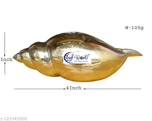 Craft World Brass Shankh for Pooja & Vamavarti Brings Prosperity, Happiness, Good Health & Wealth