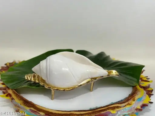 Divine Bazaar "Sacred Serenity: Brass Stand Jal Shankh - Embrace Divine Blessings"