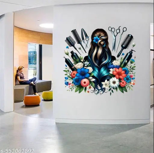 Beautiful parlour girl with parlour cosmetic makeover aligant wall sticker