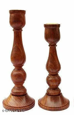 Smarts collection Wood Candle Holder Set (Brown, Pack of 2) Wooden Candle Holder  (Brown, Pack of 2)