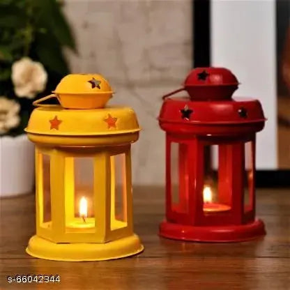 Hanging Lantern Lamps Tealight Holder with Tealight Candle for Living Room Home Decoration  Set of 2 Iron 2 - Cup Tealight Holder Set