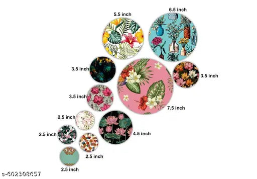 Set of 11 Mdf Wooden Wall Hanging Round Shaped Home Decor Plates For home decoaration