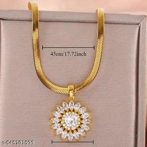 Zirconia Copper Pendant Luxurious Flower Pendant Necklace