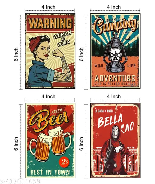 KARTMAPLE Vintage Poster | Vintage Wall Collage Kit Posters - (4x6 Inches A6 Size) Wall Decor Poster - Wall Art For Bedroom, Living room, Office, Pack of 12 Posters