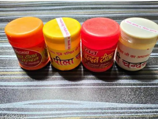 Astgandha 4 chandan yellow red white orange powder combo pack of 4