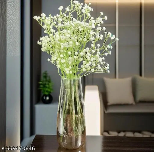 NN Globe Artificial White Wild Flower Artificial Flower (21 inch, Pack of 3,Flower Bunch)