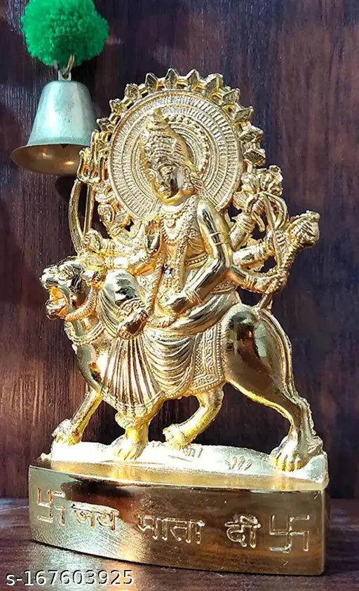 Traditional Handmade Brass MATA Durga/Maa Ambe Murti idol for Home-Office Decor-Car Dashboard