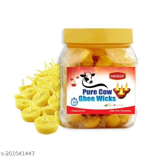 Ghee Jyot Batti 50 Pcs for home Pooja Mandir Pooja Samagri Puja Article Pure Cow Ghee Diya Pooja Batti Fragrance Table Diya Cotton Wick