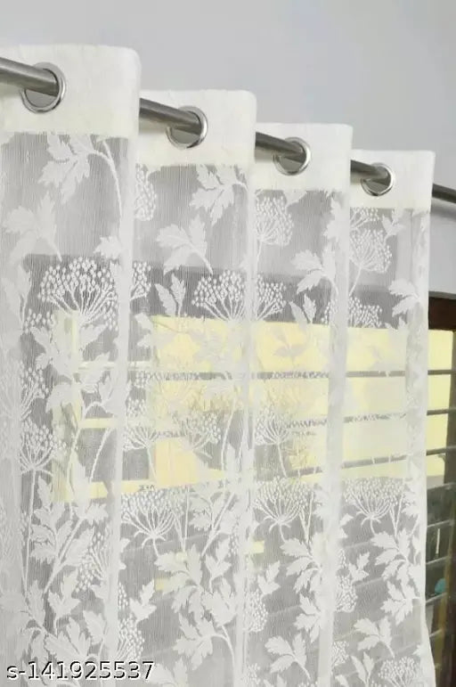 MSD DECOR HUB GIVES YOU GLITTERING NET SHEER CURTAINS  5x4 ,7x4 ,9x4 FOR WINDOW, DOOR, LONGDOOR 1 PECS II CREAM