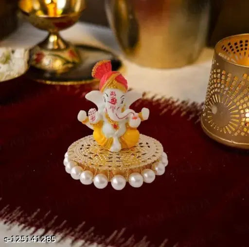 Lord Ganesha Idol on Decorative Handcrafted Plate for Home and Car | Showpiece for living room|Ganesh ji ki murti|ganpati |Showpiece gift sets|statues|showpiece for living room|Ganesha showpiece |showpieces in home|