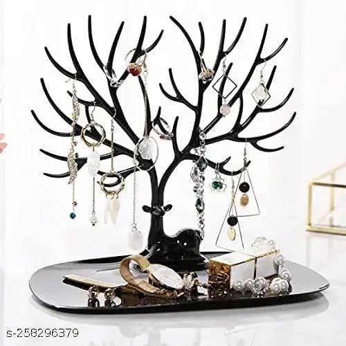 Deer Tree Tray Display Stand Holder Organizer, Jewellery Rack, Key Holder(PACK OF 1/BLACK)