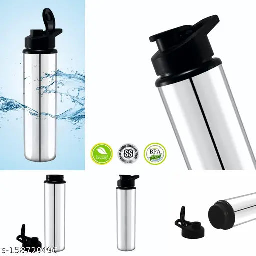 HAYAT STEEL (( SPORTS )) Stainless Steel Sports Water Bottles |Steel bottel | Sports bottle| School bottle | Office bottle | College bottle| Single Wall BPA Free & Leak Proof Cap and Steel Bottle silver, Steel fridge Bottle, Water Bottle 1000ml(1 litre)Ap