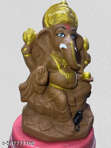 Shudh Cow Dung Ganesh Idol 18 inch | Eco friendly Ganesha | Handmade Ganesh ji for Home , Temple & Ganesh Chaturthi