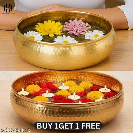 Urli Bowl for Floating Flowers and Tea-Light Candles Home, Office,Mandir and Table Decor Size : 8 inches Uruli Bowl for Home urli Handcrafted Bowl for Home,Office and Table Decor| diya stand udan kamal, Kamachi vilakku stand Sami silaigal