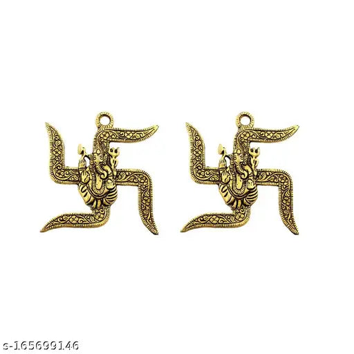 Ganesha Swastika Wall Hanging Brass