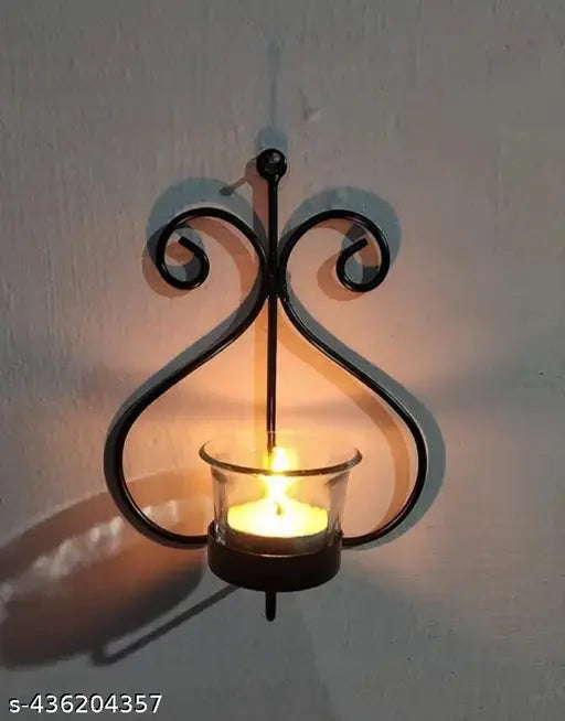 Set of two metal wall scone, t-light candle holders for home decor festivals celebration etc