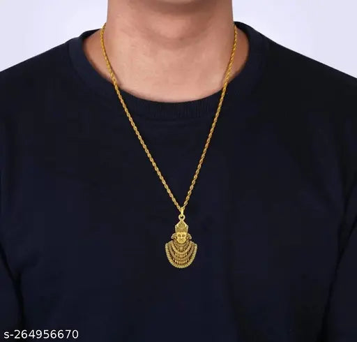 Oxidized Finish Khatu Shyam/Shyam Baba Pendant Chain Locket