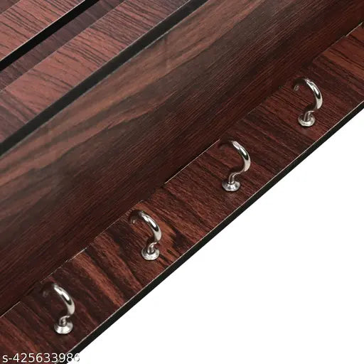 Shopimart Wooden Key Stand for Wall | Key Holder for Home | Office | Key Hanger (7 Hooks, Brown)