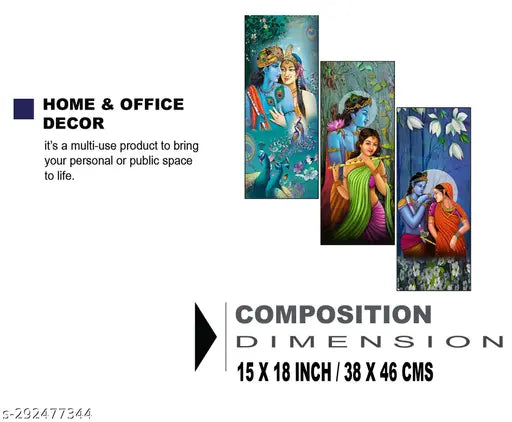 Meera Art & Craft Set Of 3 Wall Painting With UV Print