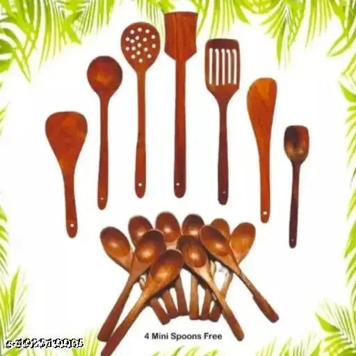 Unique Ladles Spatulas Cooking Spoons Set of 7 and 1 Parantha/Roti Presser and free 3 Mini Masalas Spoons/Total Pack of 11