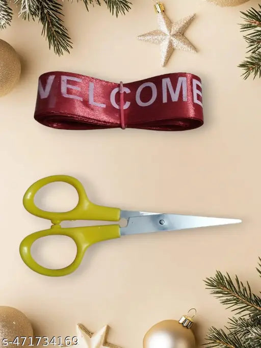 Mamta collection Welcome Ribbon Cutting Thali | Puja Thali for Wedding | Welcome Platter with Welcome Ribbon | Tray for Wedding | Welcome Puja Thali (Design-1)