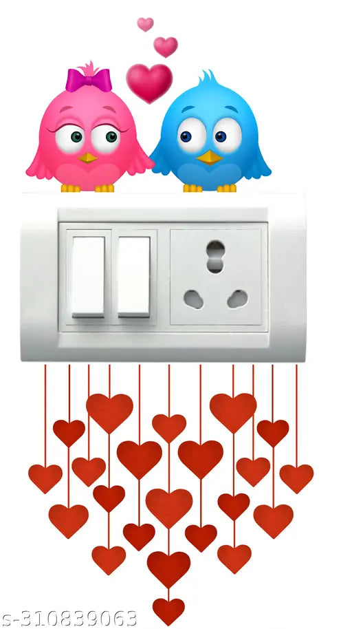 PVC Switch Board | Wall Sticker for Living Room -Bedroom - Office - Home Hall Decor | Beautiful Decorative Birds Wall Sticker size 32.5 cm x 48 cm Pack of 9