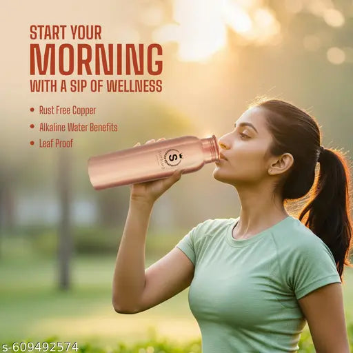 SUPRIMO Copper Water Bottle 1050 ml | Pure Copper | Natural Alkaline Health Benefits | Leak Proof Screw Cap | Eco-Friendly & Durable (Pack of 2)