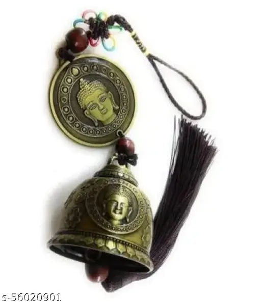 Buddha Bell Wall Hanging Rear Mirror  Car Hanging Decor Vastu Religious Bell 30cms  Approx