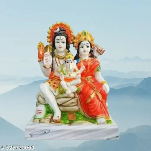 Shiv Parivar Idol Shiv Ji, Bholenath Murti Car Dashboard, Religious Gift for Office, Home Decor, Temple, Spiritual Gift Decorative Showpiece Multi Color