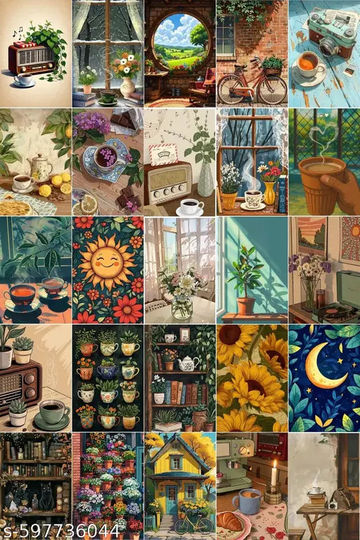 Vintage Aesthetic Poster Set set of 25pcs ☕✨