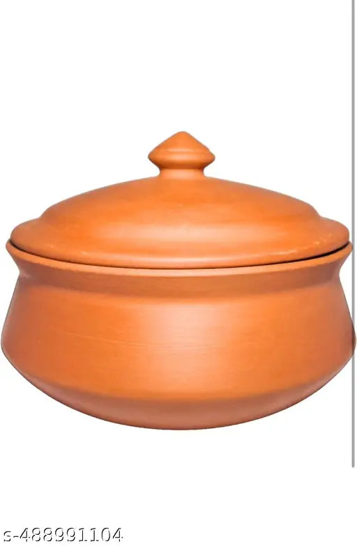 AKSHIT VENTURE Authentic Clay Dahi Handi: Medium 500 ML Pot with Lid by Clay Crafts